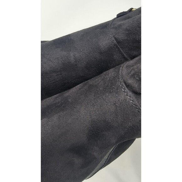 I Love Billy BettyBoo Black Faux Suede Knee High Winter Zip Tye Boots Sz 41 - Picture 4 of 16
